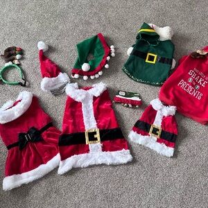 Dog Red Santa and Elf Holiday Costume Set sizes